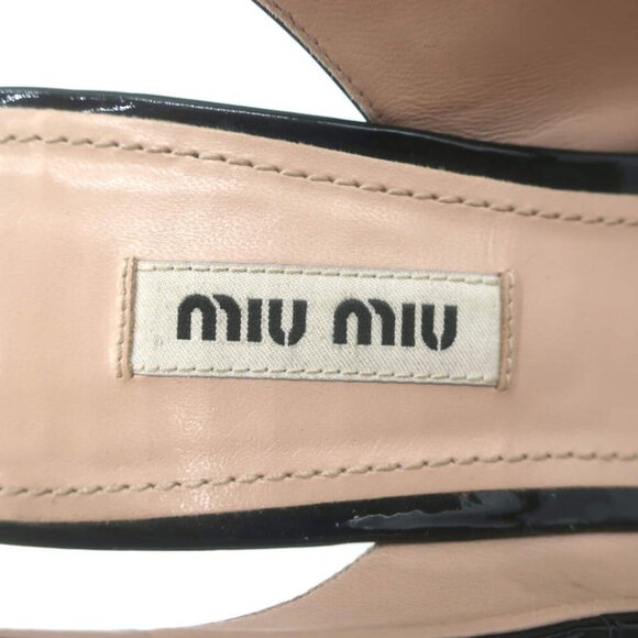 Miu Miu Crystal-Strap Pumps Black Patent Leather Size 37.5 Pointed Toe Heels - Picture 11 of 13